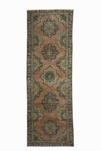 Turkish Rug Runner Geometric Oushak Rug 4x13 Feet 130,382