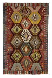 Turkish Kilim Rug Geometric Turkish Kilim Rug 5x8 Feet 165,250