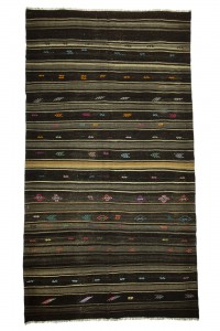 Goat Hair Rug Gray And Brown Striped Turkish Kilim Rug 7x12 206,369