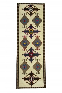 Gray Blue Kilim Rug Runner 4x11 Feet 114,339 - Turkish Rug Runner  $i