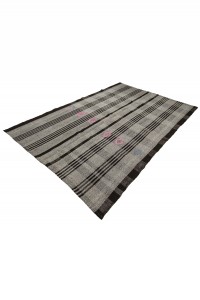 Gray Brown Flat Weave Kilim Rug 6x8 Feet  171,244 - Grey Turkish Rug  $i