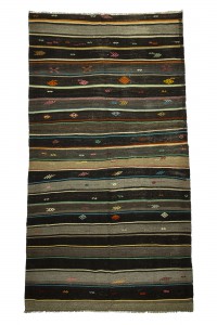 Goat Hair Rug Gray Brown Turkish Kilim Rug 6x12 Feet 194,355
