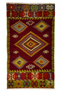 Turkish Kilim Rug Green Red Turkish Antique Kilim Rug 6x9 Feet  166,286