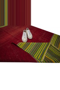 Green Red Turkish Kilim Rug 5x7 Feet 139,215 - Turkish Kilim Rug  $i