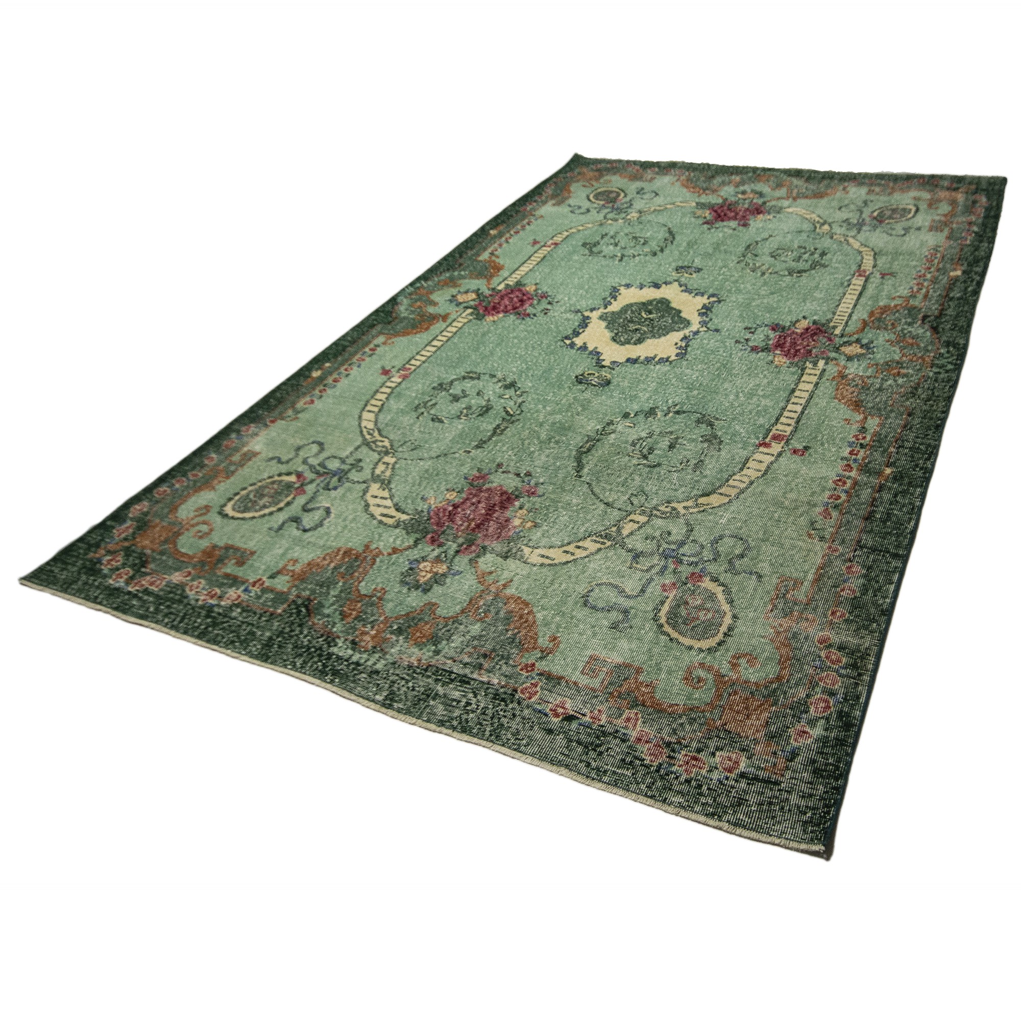 Green Turkish Oushak Rug 7x10 Feet Oushak Rug
