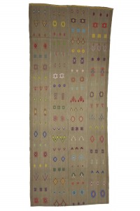 Turkish Natural Rug Light Brown Turkish Flat Weave Kilim Rug 5x12 Feet  143,368