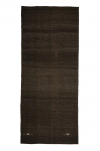 Goat Hair Rug Lond Dark Brown Turkish Kilim Rug 6x14 176,414