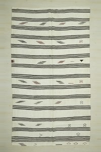 Turkish Hemp Rug Mid Century Modern Striped Hemp Rug 6x11 194,340