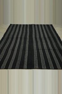 Modern Black And Gray Turkish Kilim Rug 6x8   184,253 - Goat Hair Rug  $i