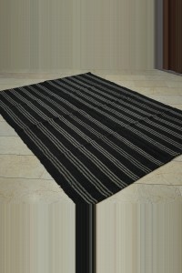 Modern Black And Gray Turkish Kilim Rug 6x8   184,253 - Goat Hair Rug  $i