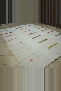 Multi Color Stripe Hemp Kilim Rug 9x12 275,367 - Turkish Hemp Rug  $i