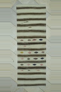 Turkish Rug Runner Natural Wool Small Rug Runner 3x8 Feet 83,240