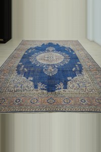 Navy Blue Vintage Oushak Rug 8x11 Feet 248,340 - Oushak Rug  $i