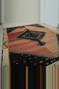 Old Antique Red Black Malatya Kilim Rug 10x12 308,378 - Turkish Kilim Rug  $i