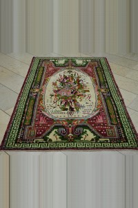 Old Turkish Gordes Carpet Rug 4x6 122,195 - Turkish Carpet Rug  $i