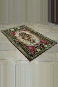 Old Turkish Gordes Carpet Rug 4x6 122,195 - Turkish Carpet Rug  $i