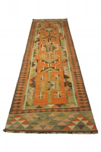 Orange Herki Kilim Rug Runner 3x9 86,280 - Turkish Rug Runner  $i