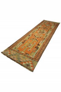 Orange Herki Kilim Rug Runner 3x9 86,280 - Turkish Rug Runner  $i