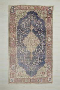 Oushak Rug Persian Heriz Pattern Navy Blue Vintage Oushak Carpet Rug 5x9 Feet 160,284