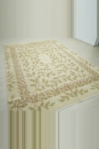 Persian Pattern 7x10 Green Beige Oushak Rug 210,306 - Oushak Rug  $i