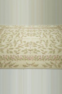 Persian Pattern 7x10 Green Beige Oushak Rug 210,306 - Oushak Rug  $i