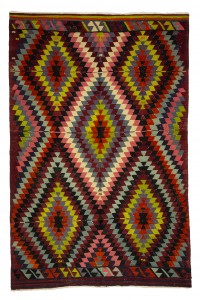 Turkish Kilim Rug Pink Green Flat weave Turkish Kilim Rug  6x9 Feet 171,259