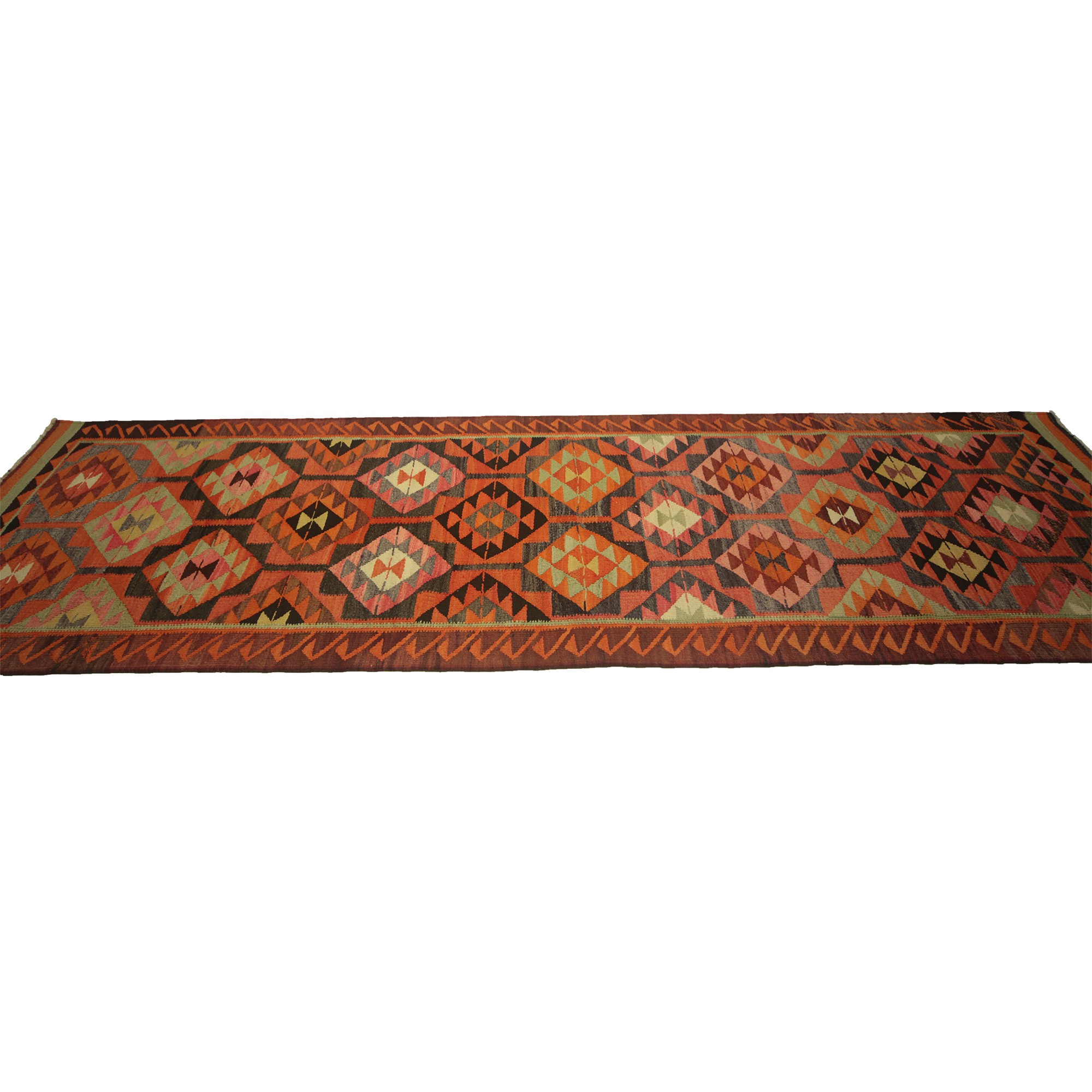 Pink Kilim Rug Runner 3x12 Feet Turkish Rug Runner