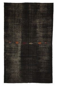 Goat Hair Rug Plain Black Turkish Kilim Rug 7x12 Feet  215,353