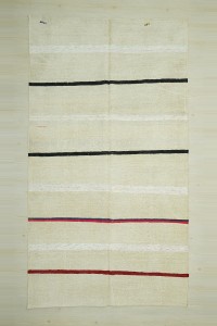 Turkish Hemp Rug Primitive Striped Organic Hemp Kilim Rug 6x11 180,325