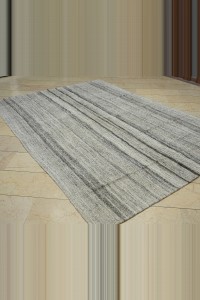 Primitive Striped Turkish Gray Kilim Rug 7x10 208,292 - Grey Turkish Rug  $i