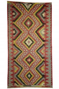 Turkish Kilim Rug Red and Blue Turkish Kilim Rug 6x11 Feet 173,325