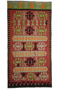 Turkish Kilim Rug Red and Green Turkish Kilim Rug 5x9 Feet 148,284