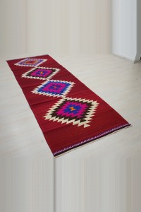 Red And Pink Kilim Rug Runner  102,288 - Turkish Rug Runner  $i