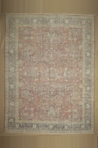 Oushak Rug Red Blue Oversize Oushak Vintage Carpet Rug 10x13 Feet  290,388