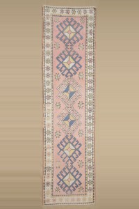 Turkish Rug Runner Salmon Pink Wool Oushak Rug Runner 83,302