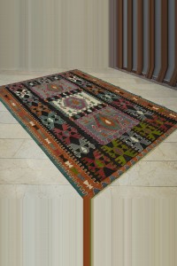 Semi Old Manisa Gordes Kilim Rug 7x9 203,283 - Turkish Kilim Rug  $i