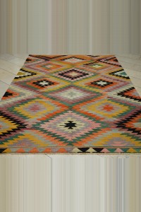 Semi Old Turkish Zigzag Afyon Kilim Rug 6x10  190,293 - Turkish Kilim Rug  $i