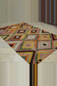 Semi Old Turkish Zigzag Afyon Kilim Rug 6x10  190,293 - Turkish Kilim Rug  $i