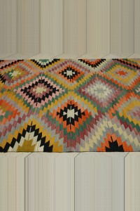 Semi Old Turkish Zigzag Afyon Kilim Rug 6x10  190,293 - Turkish Kilim Rug  $i