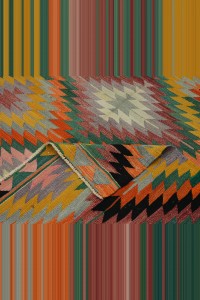 Semi Old Turkish Zigzag Afyon Kilim Rug 6x10  190,293 - Turkish Kilim Rug  $i