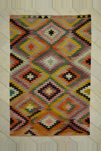 Turkish Kilim Rug Semi Old Turkish Zigzag Afyon Kilim Rug 6x10  190,293