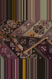 Semi Old Wide And Long Kars Kilim Rug Runner 4x14 135,421 - Turkish Rug Runner  $i