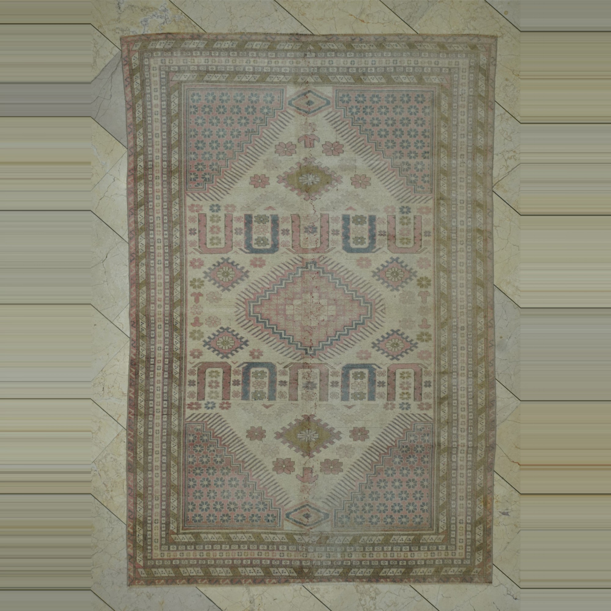 Soft Color Vintage Rug 5x8 Feet 158,240 - Oushak Rug 
