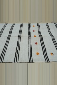 Stripe Pattern Organic Hemp Kilim Rug 6x10 177,295 - Turkish Hemp Rug  $i