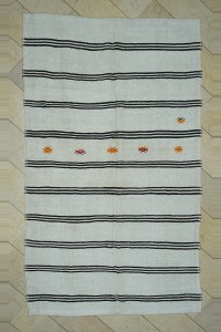 Turkish Hemp Rug Stripe Pattern Organic Hemp Kilim Rug 6x10 177,295