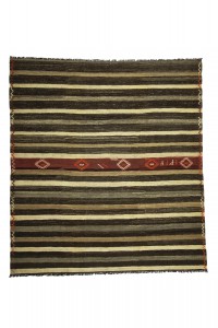 Goat Hair Rug Striped Natural Turkish Kilim Rug 7x8 Feet  218,238