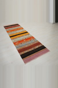 Striped Turkish Sivas Flat Weave Rug Runner 3x8 78,257 - Turkish Rug Runner  $i