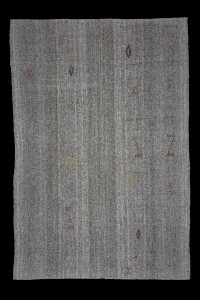 Swedish Style Turkish Kilim Rug 7x10 Feet  200,294 - Grey Turkish Rug  $i