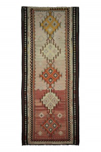 Turkish Carpet Kilim Jacquard RUNNER Cover 140 cm x 45 cm TILE RED-BLUE 