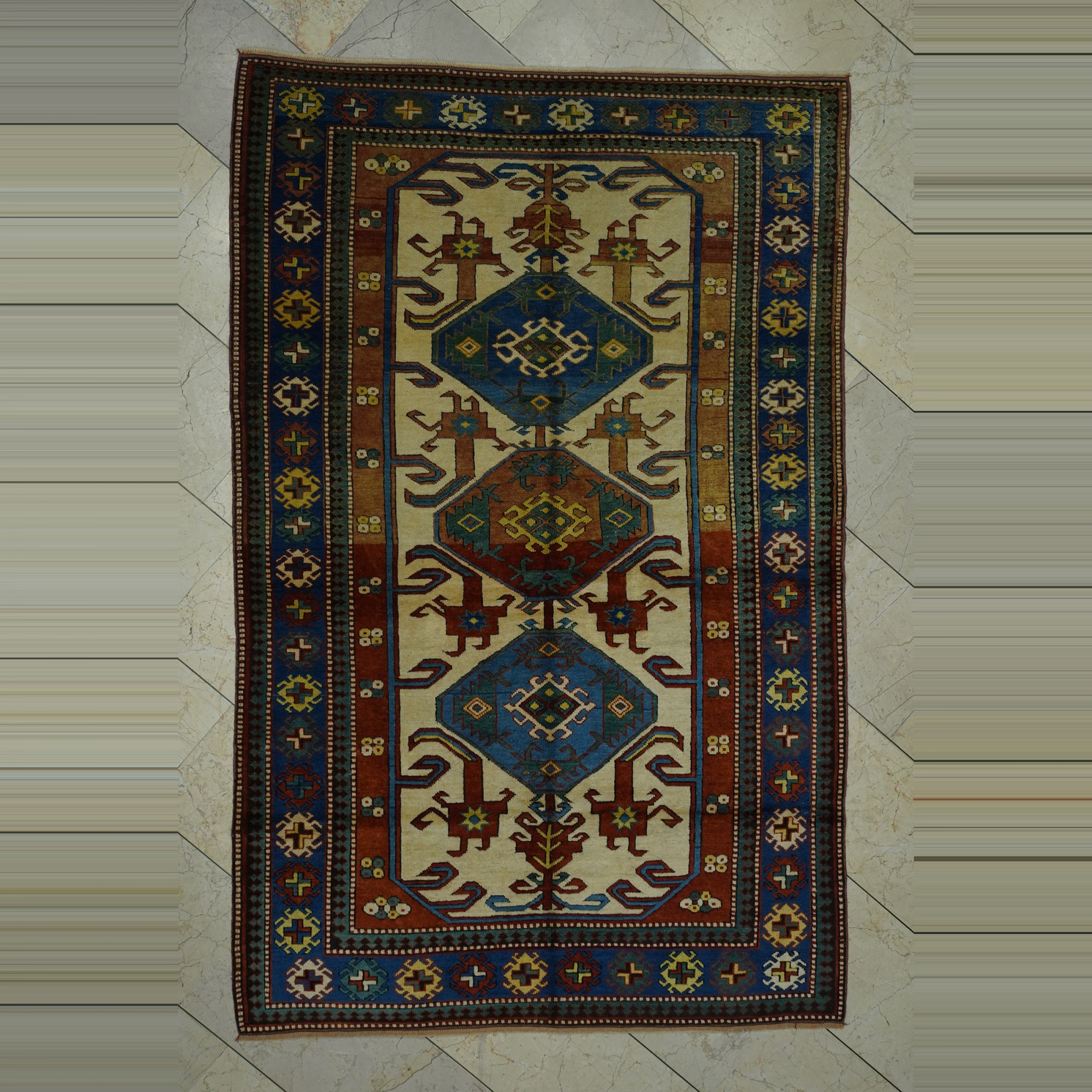 Turkish Old Design Vintage Colorful Rug 5x7  140,219 - Turkish Carpet Rug 